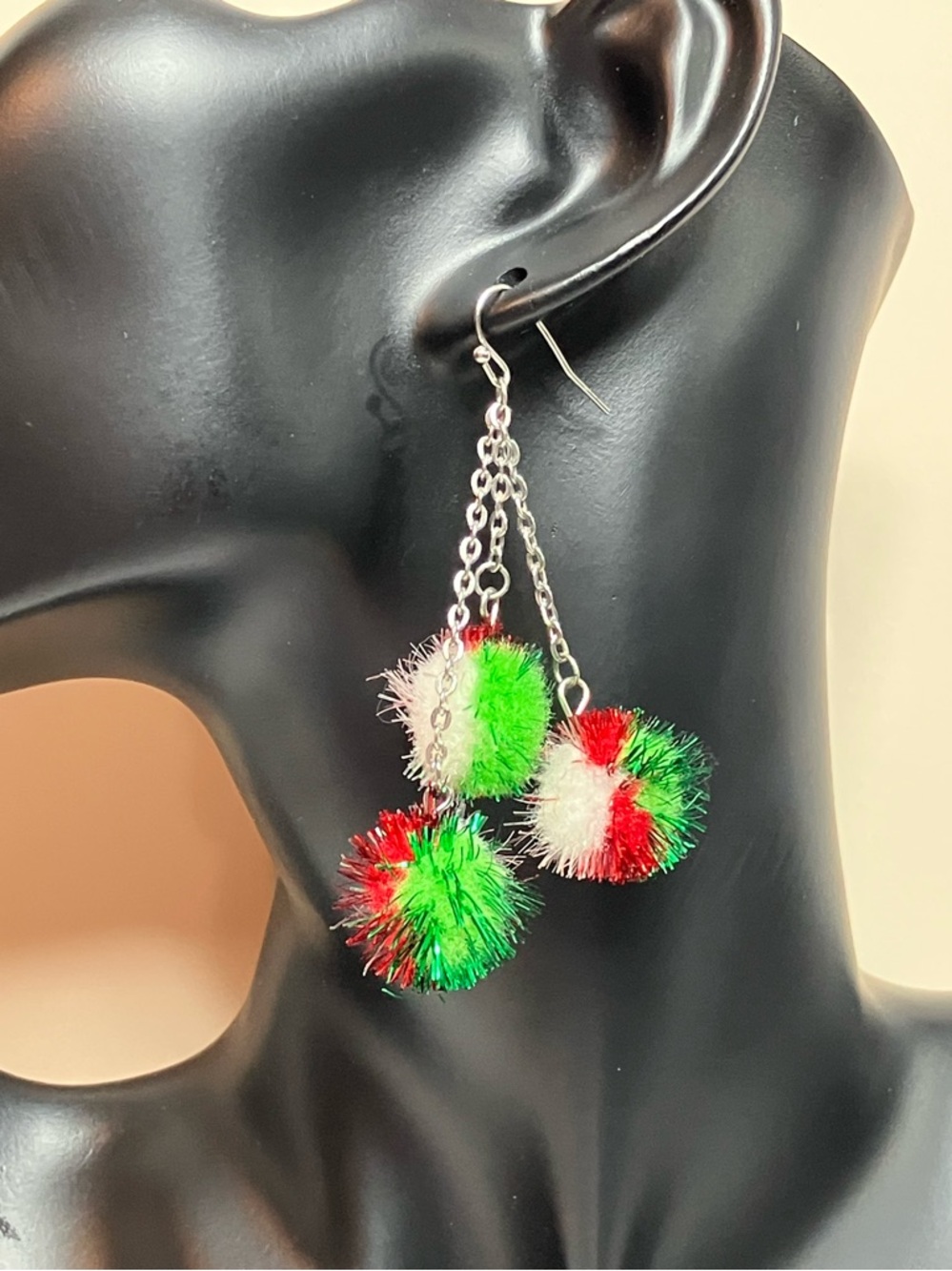 🔴⚪🟢Festive Pom Pom earrings- Coupon Eligible & Discount Shipping